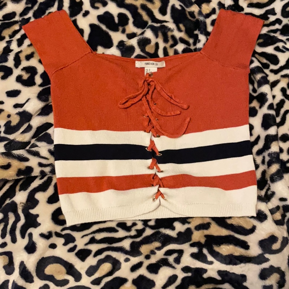 Orange striped crop top